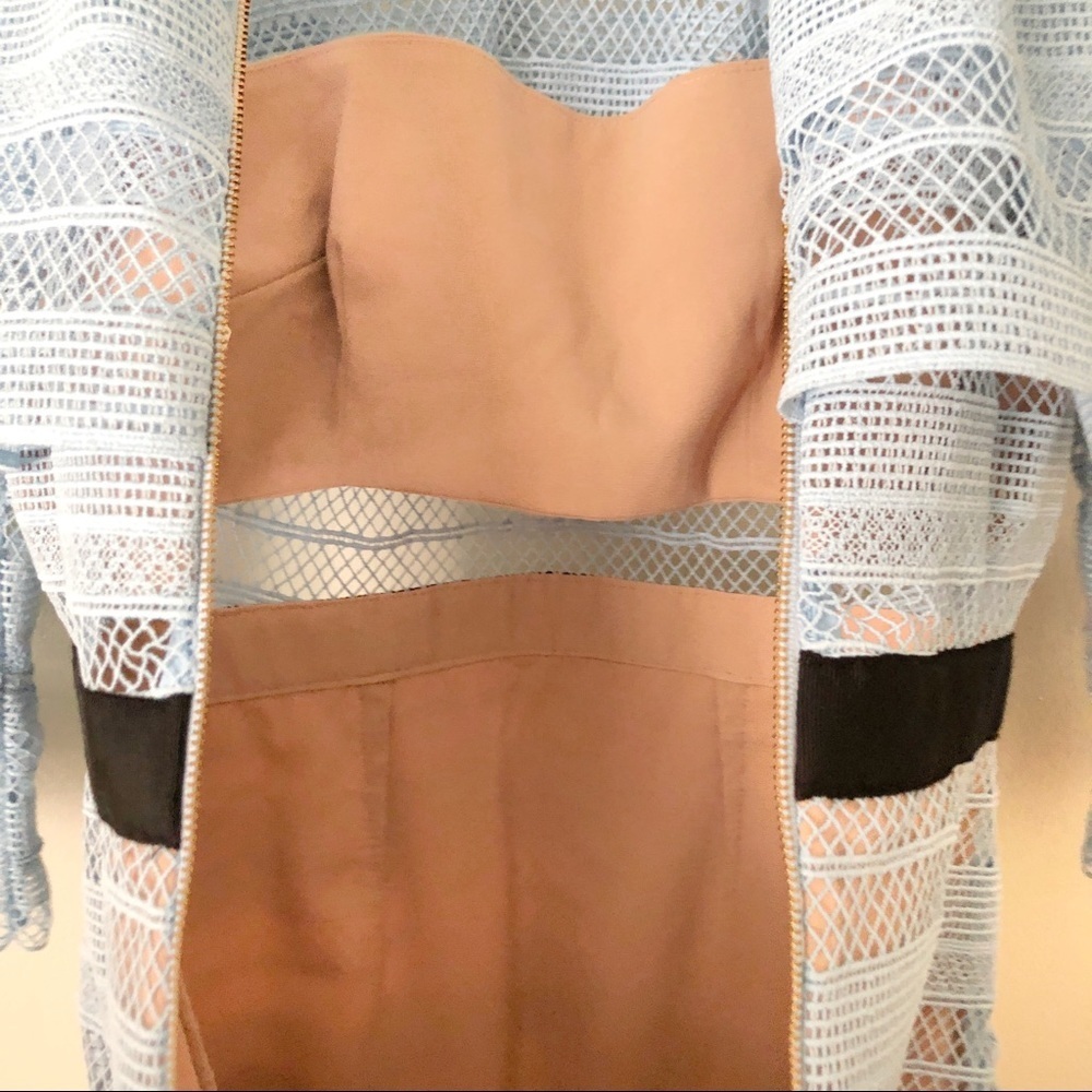 Self-Portrait Stripe Grid Mini Blue Lace Dress - Picture 7 of 9